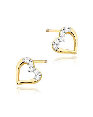 Gold flower earrings 14k with 0.20ct diamond