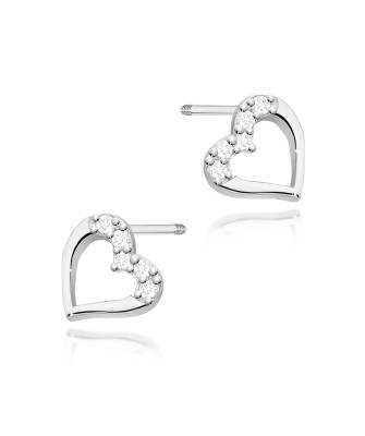 Gold flower earrings 14k with 0.20ct diamond