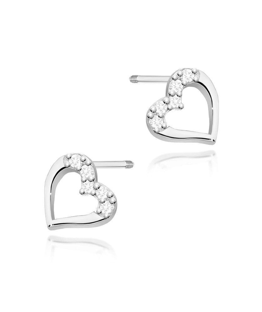 Gold flower earrings 14k with 0.20ct diamond