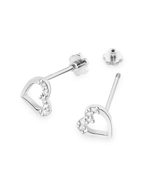 Gold flower earrings 14k with 0.20ct diamond