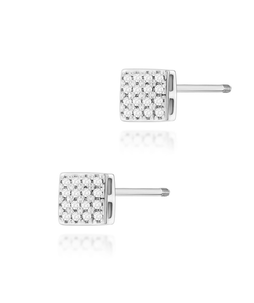 Gold flower earrings 14k with 0.20ct diamond