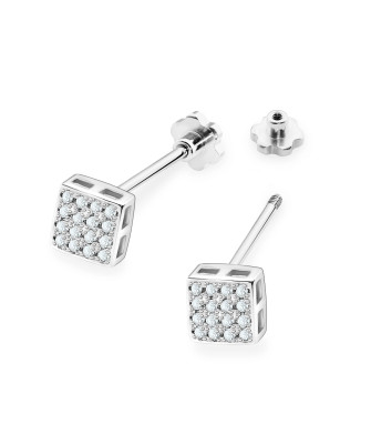 Złote kolczyki kwiatuszki próba 14k z brylantem 0,20ct