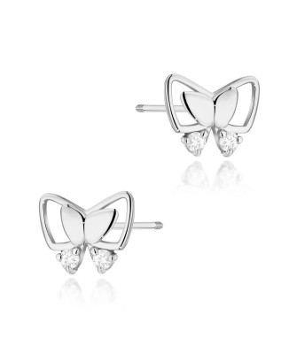 Gold flower earrings 14k with 0.20ct diamond