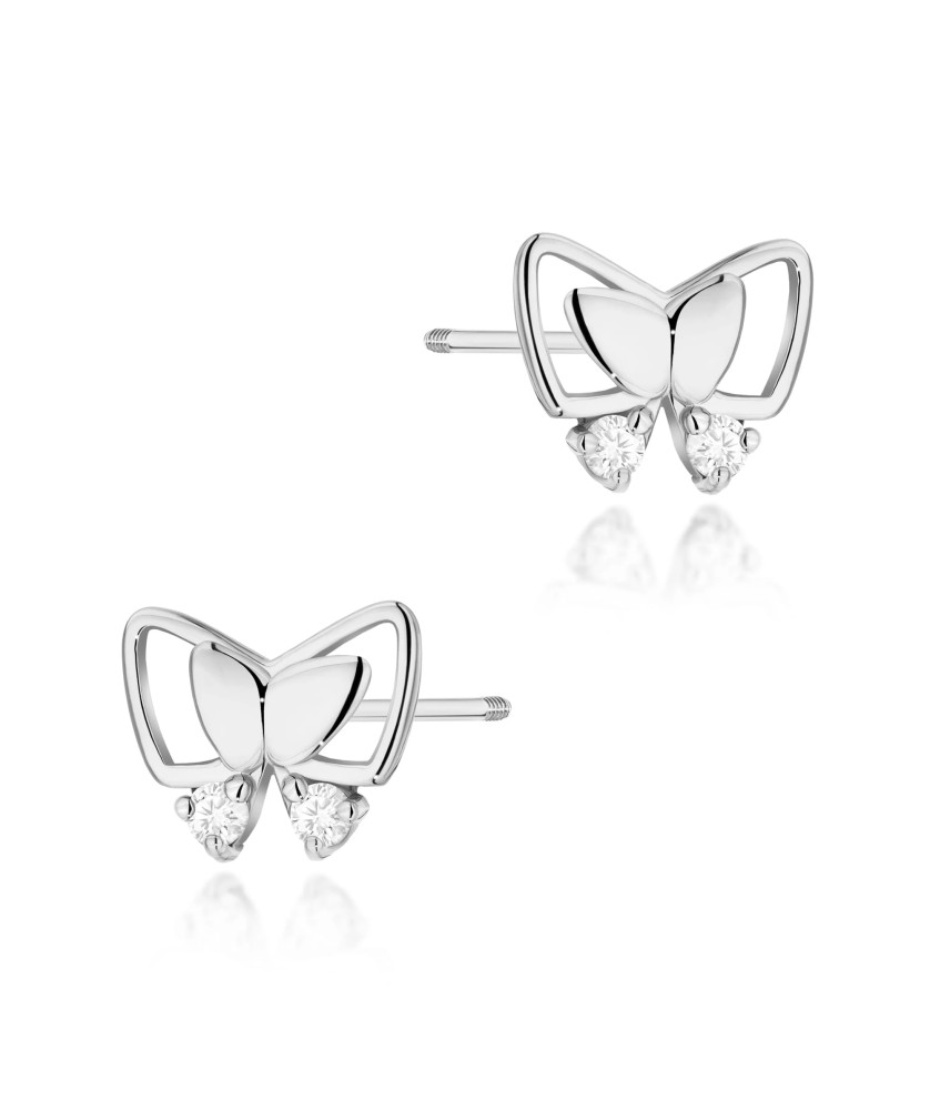 Gold flower earrings 14k with 0.20ct diamond