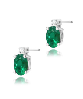 Gold earrings 14k with Emerald and Diamonds 0.80ct