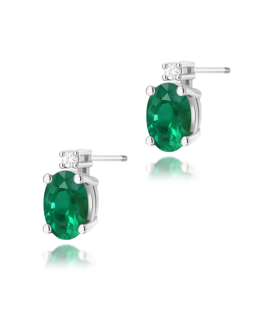 Gold earrings 14k with Emerald and Diamonds 0.80ct
