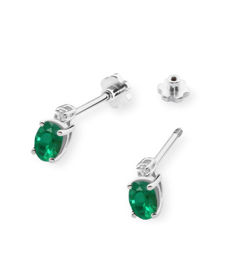 Złote kolczyki próba 14k z Szmaragdem i Brylantami 0,80ct