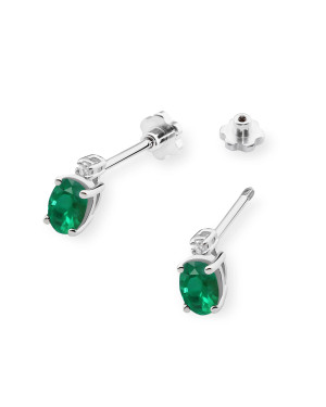 Gold earrings 14k with Emerald and Diamonds 0.80ct