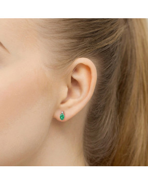 Gold earrings 14k with Emerald and Diamonds 0.80ct