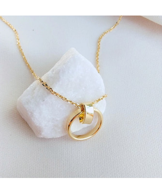 Gold-plated necklace OVAL white stones