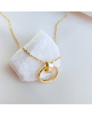 Gold-plated necklace OVAL white stones