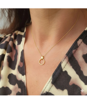 Gold-plated necklace OVAL white stones