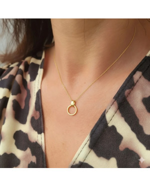 Gold-plated necklace OVAL white stones