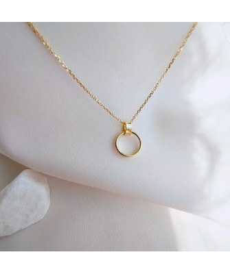 Gold-plated necklace OVAL white stones