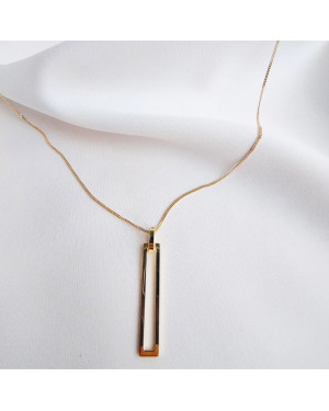 Gold-plated necklace OVAL white stones