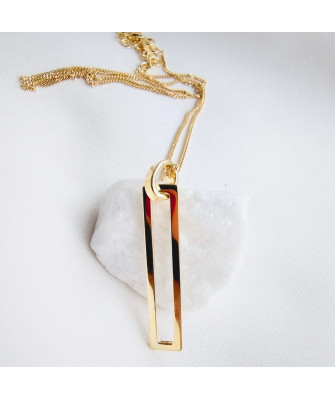 Gold-plated necklace OVAL white stones