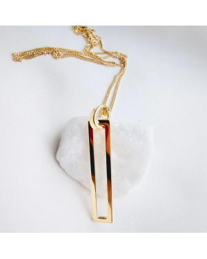 Gold-plated necklace OVAL white stones