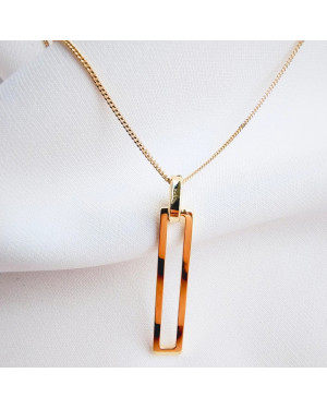 Gold-plated necklace OVAL white stones