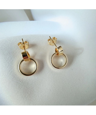 Gold-Plated Circle Stud Earrings