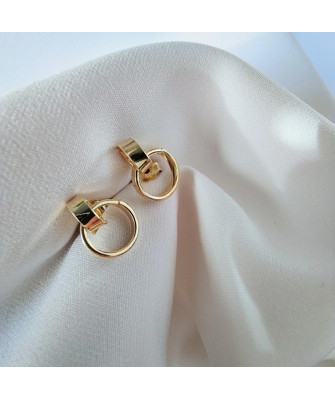 Gold-Plated Circle Stud Earrings