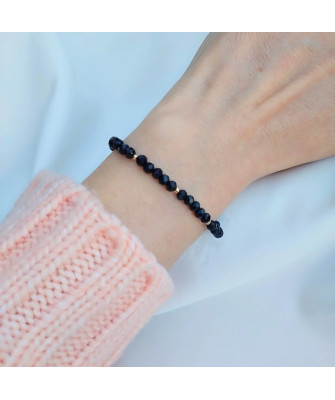 Bransoletka z turmalinem i złotymi kuleczkami złoto próba 14k BSZN.18P
