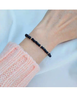 Bransoletka z turmalinem i złotymi kuleczkami złoto próba 14k BSZN.18P