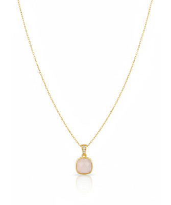 Gold-plated necklace OVAL white stones