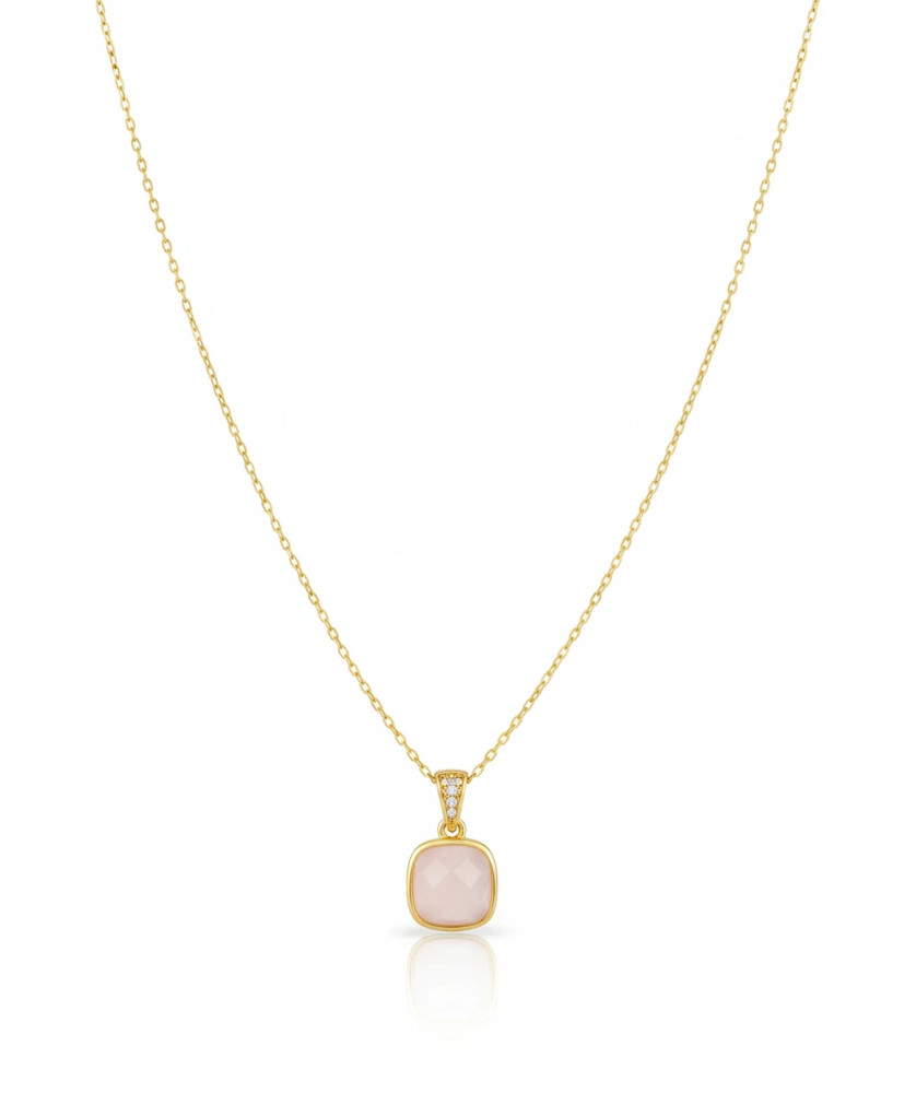Gold-plated necklace OVAL white stones