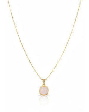 Gold-plated necklace OVAL white stones