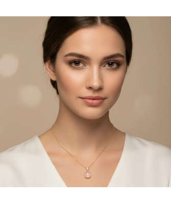 Gold-plated necklace OVAL white stones