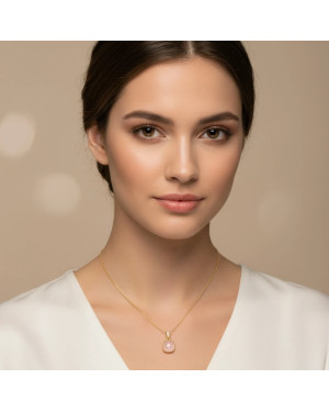 Gold-plated necklace OVAL white stones