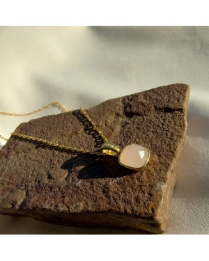 Gold-plated necklace OVAL white stones