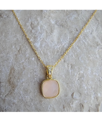 Gold-plated necklace OVAL white stones