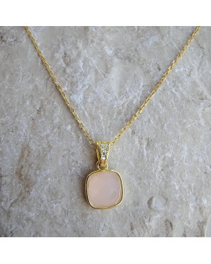 Gold-plated necklace OVAL white stones