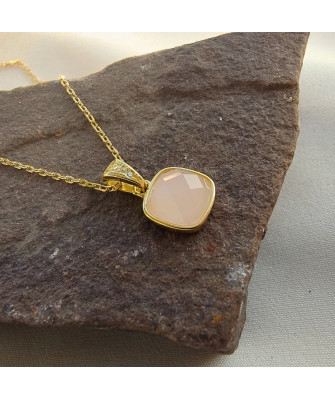 Gold-plated necklace OVAL white stones