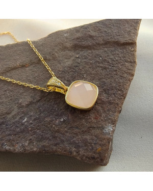 Gold-plated necklace OVAL white stones