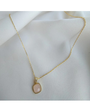 Gold-plated necklace OVAL white stones
