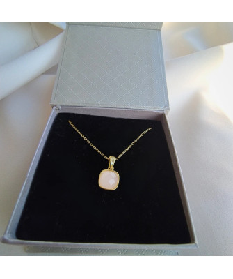 Gold-plated necklace OVAL white stones