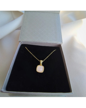 Gold-plated necklace OVAL white stones