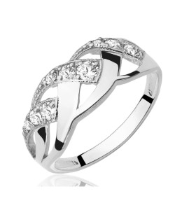 Gold ring 8k interwoven white stones