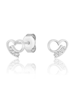 14k gold heart zirconia stud earrings