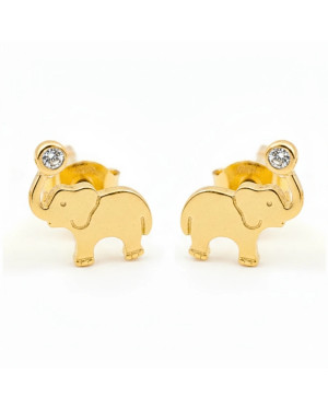 Gold Elephant Stud Earrings