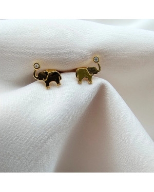 Gold Elephant Stud Earrings