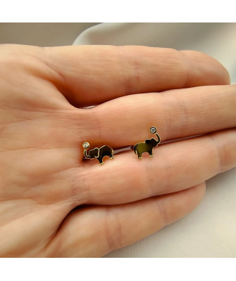 Gold Elephant Stud Earrings