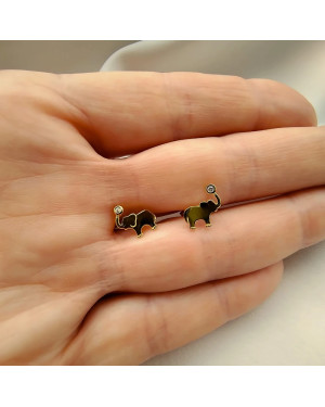 Gold Elephant Stud Earrings