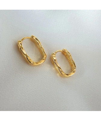 Gold Plated Rectangular Hoop Earrings