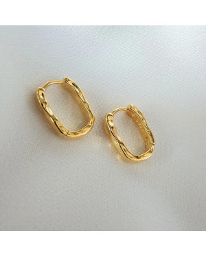 Gold Plated Rectangular Hoop Earrings
