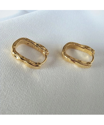 Gold Plated Rectangular Hoop Earrings
