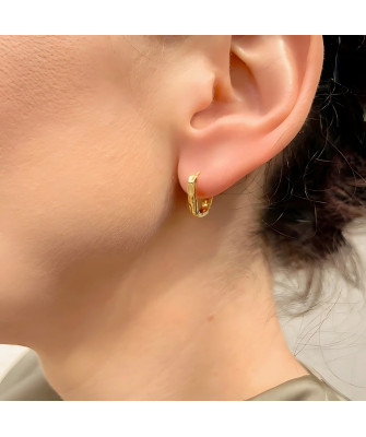 Gold Plated Rectangular Hoop Earrings