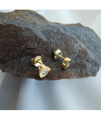 Gold-Plated Heart Stud Earrings